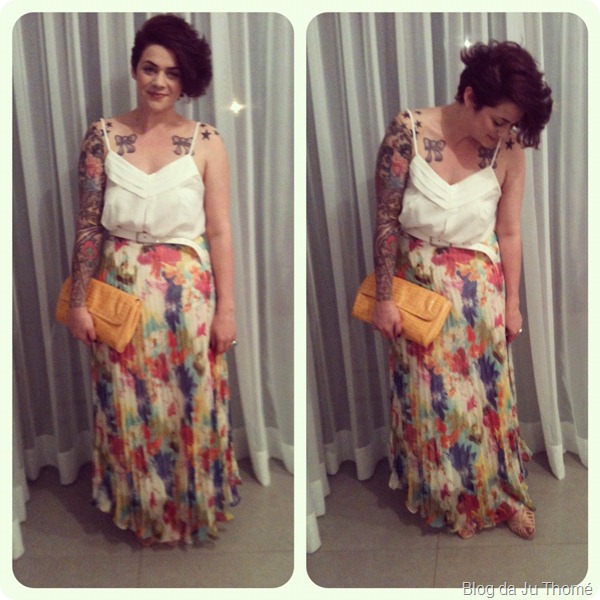 look saia longa plissada