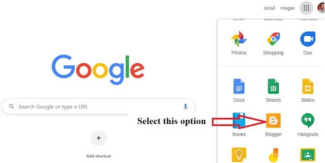 How to select blogger in Google App
