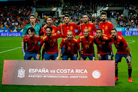 SELECCIÓN DE ESPAÑA - Temporada 2017-18 - Kepa, Sergio Ramos, Álvaro Morata, Busquets y Piqué; Odriozola, Isco, Andrés Iniesta, David Silva, Thiago Alcántara y Jordi Alba. SELECCIÓN DE ESPAÑA 5 (Jordi Alba, Álvaro Morata, David Silva 2, Andrés Iniesta) SELECCIÓN DE COSTA RICA 0. 11/11/2017. Partido internacional amistoso. Málaga, España, estadio de La Rosaleda.