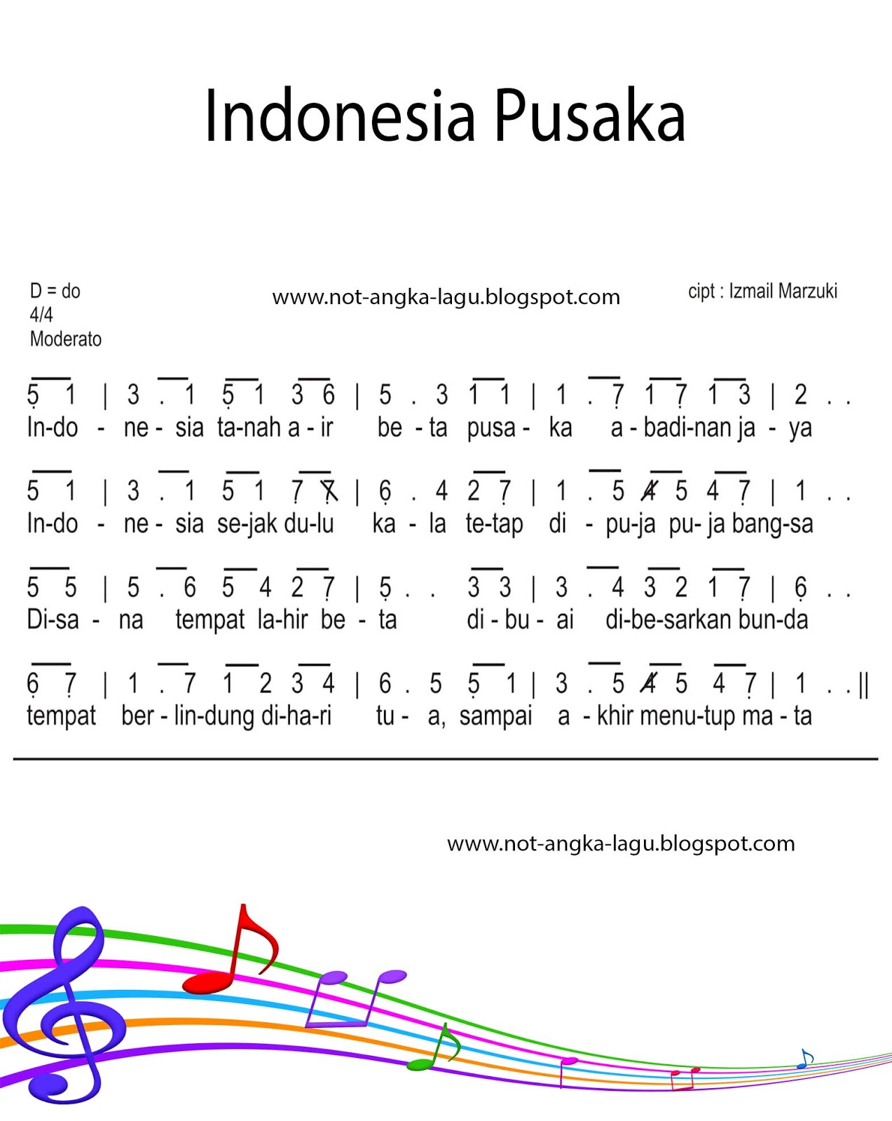 Not Angka Lagu Daerah Nusantara Toegas Sang Maestro