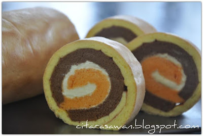 Swiss Roll Belang Harimau / Tiger Skin Swiss Roll ~ Resepi 