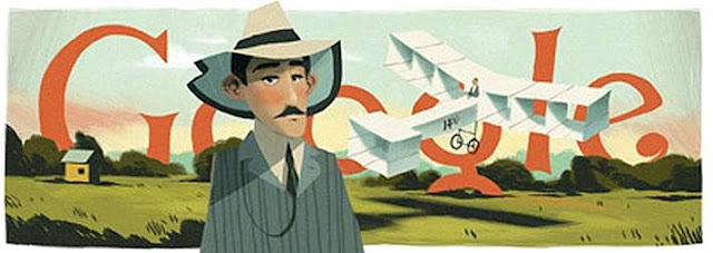 DOODLE GOOGLE EM HOMENAGEM AOS 139 ANOS DE NASCIMENTO DE  SANTOS DUMONT