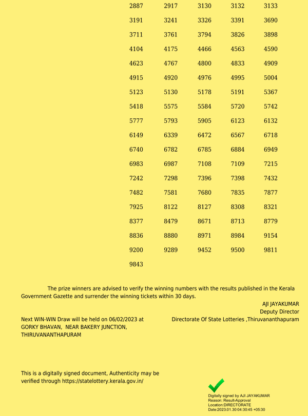 Win Win W704 Official Result Page 3