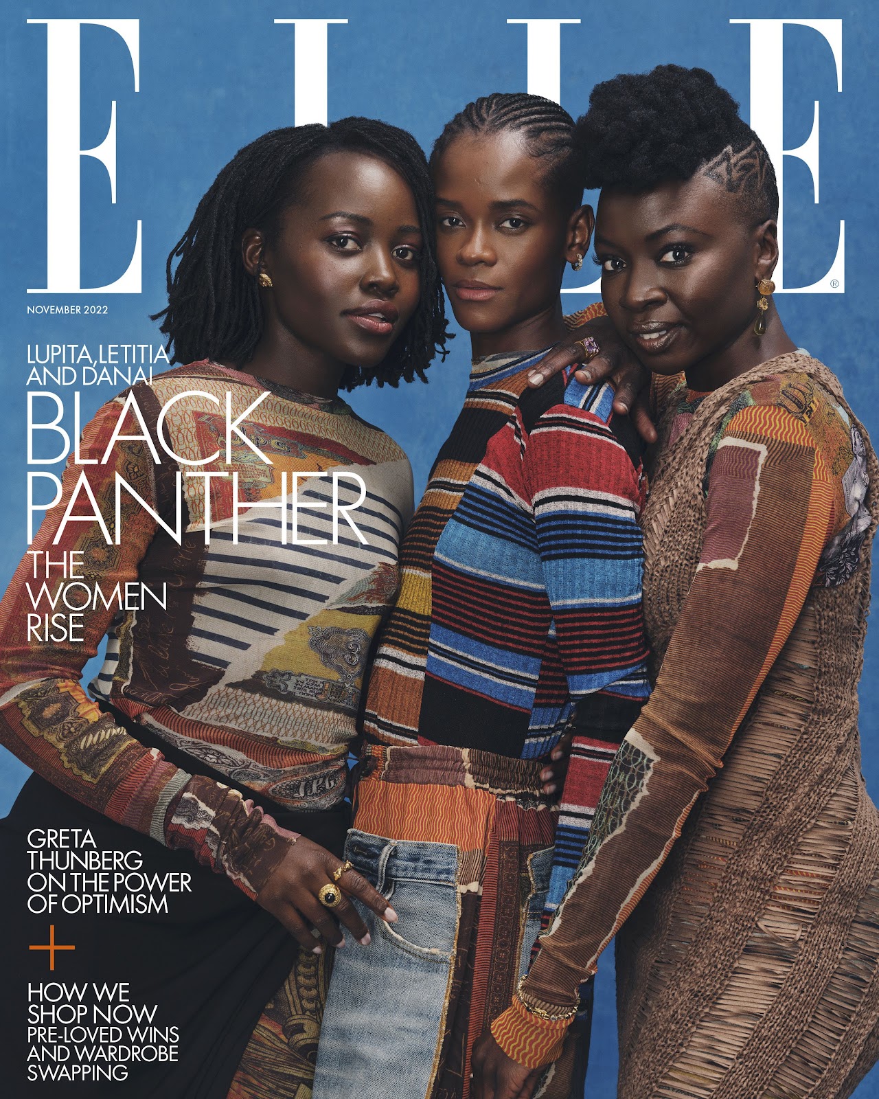 Lupita Nyong’o, Letitia Wright & Danai Gurira in Elle UK November 2022 by Shaniqwa Jarvis