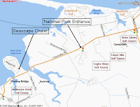 Map of Seascape Chalet, nearby golf courses and National Park Beaches