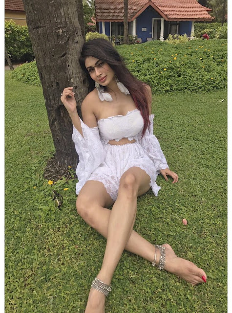 Mouni Roy Sexy Cleavage & Legs Show in White Dress