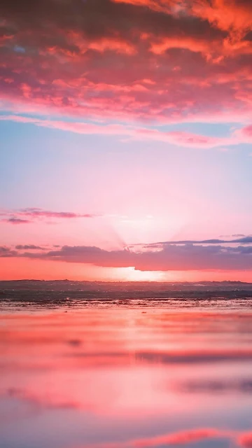 Beach Pink Sunset iphone Wallpaper