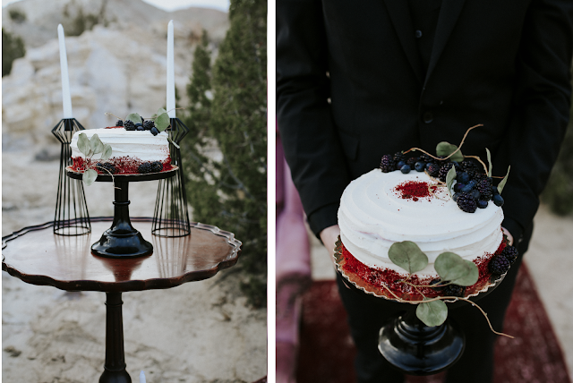 man holding wedding cake