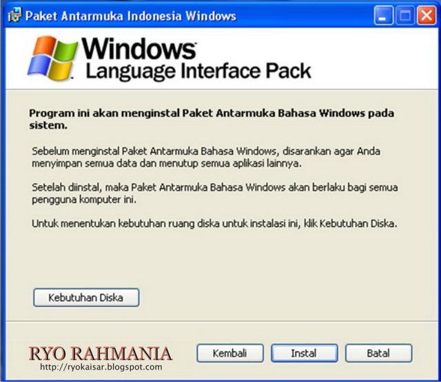 Merubah Windows Xp Menjadi Bahasa Indonesia