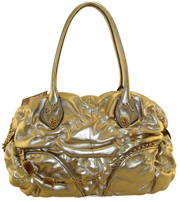 Shiny Gold Leather Purse With Hand Holder Strap â€“ Evening Purse