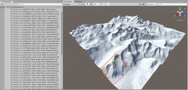 The terrain split into 64 tiles