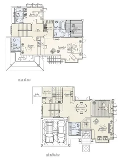 บ้านสองชั้น 3 ห้องนอน 4 ห้องน้ำ 2 จอดรถ [บ้านออมทอง 42]