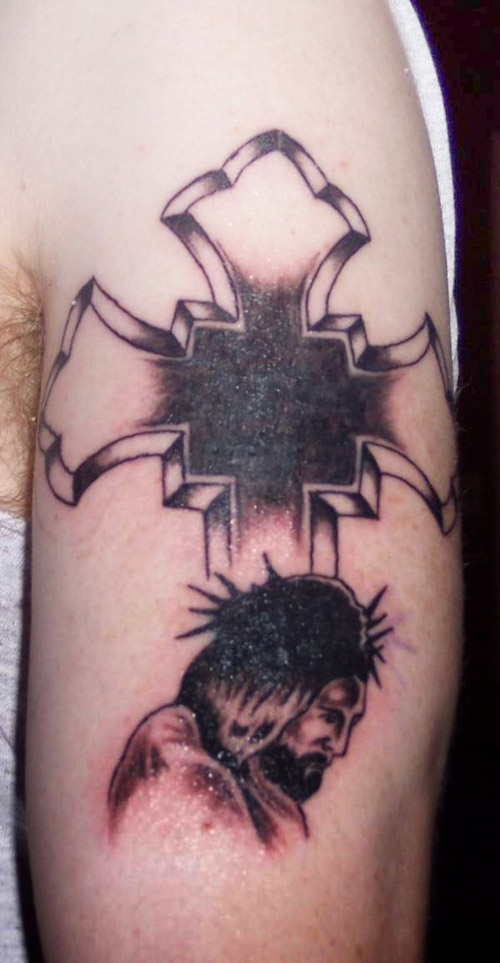 jesus on cross tattoo. tattoos of jesus hands. cross