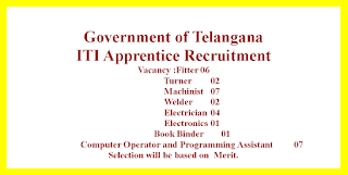 ITI Apprentice Recruitment - Government of Telangana