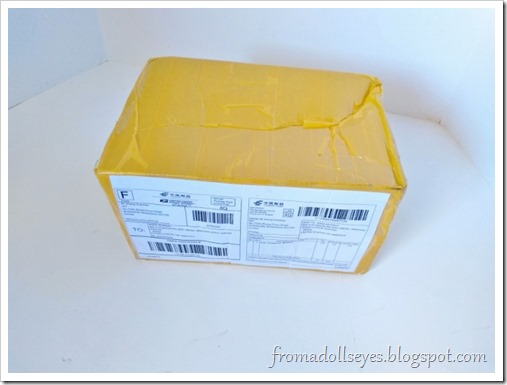 The shipping box from Alice's Collections before opening.  Inside is the long awaited order of bjd stuff.