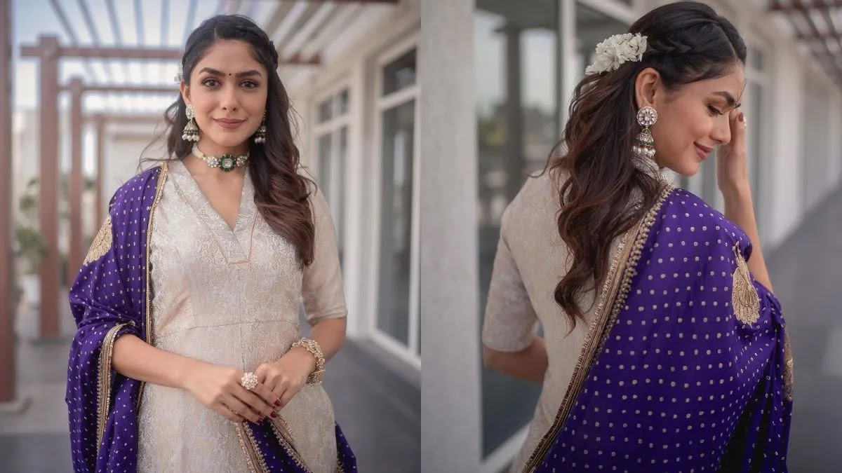 Mrunal Thakur Shines In A Desi Look In Gorgeous Gajra and Kurti. Fans Are Loving Her Traditional Attire.