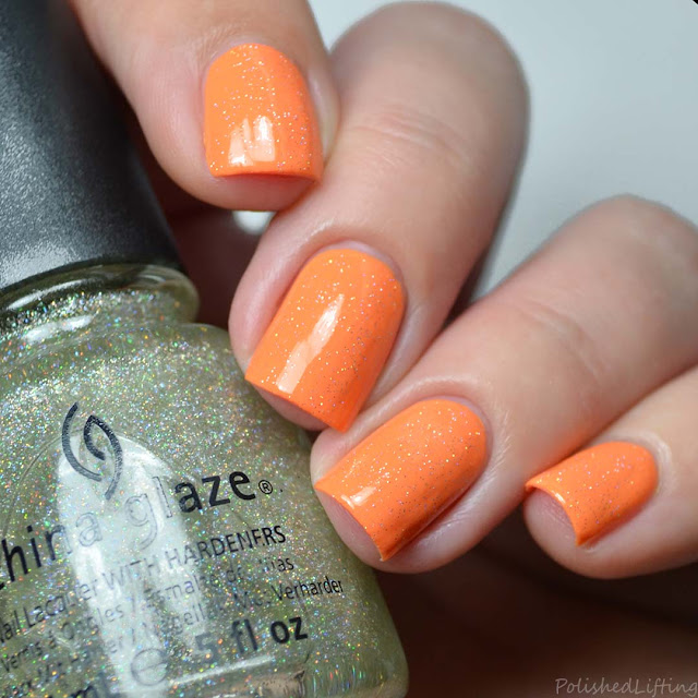 holographic topper orange nail polish