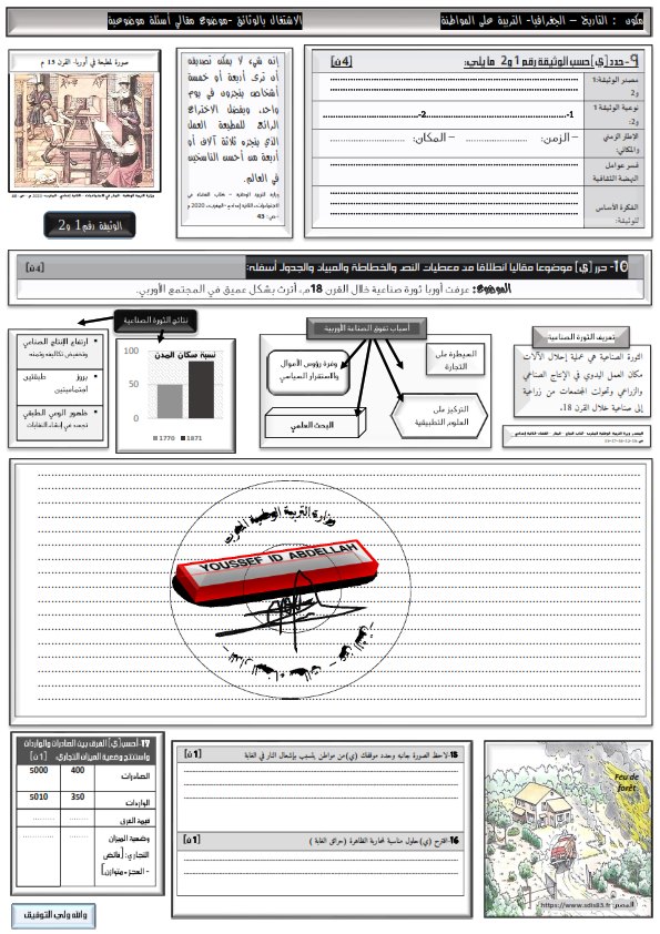 التقويم التشخيصي مادة الاجتماعيات الثانوي الاعدادي