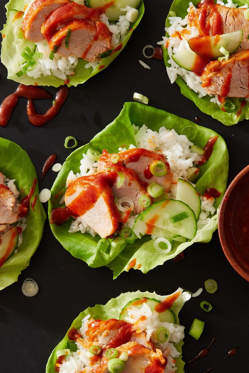 Wraps de lechuga con lomo de cerdo en la airfryer