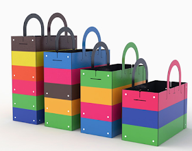 colorful bags for collecting recycling, in four sizes