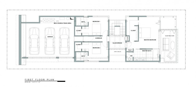 Ground level floor plan of the Modern Contemporary Ettley House