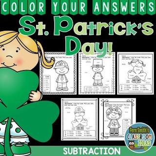 MORE St. Patrick's Day Color By Number Subtraction