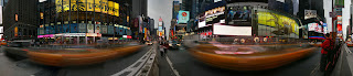 360 panorama of Time Square in New York at dusk. Panoramic Earth image by Peter Watts