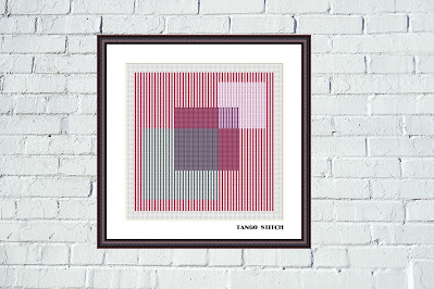 Geometric striped cross stitch squares abstract design - Tango Stitch