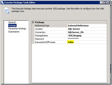 SQL Server 2012 SSIS ExecuteOutOfProcess