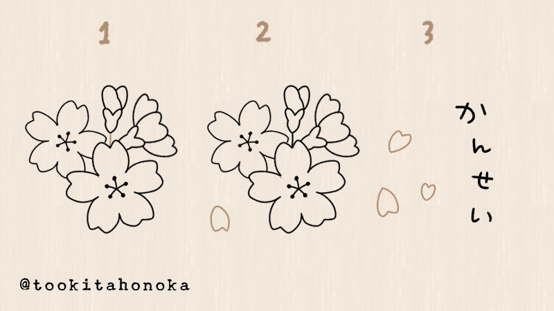 簡単な桜のイラストのかわいい描き方 4月の春の花 手書き ボールペン 手帳用 How To Draw Easy Cherryblossoms 遠北ほのかのイラストサイト