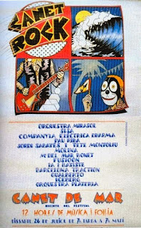 Canet Rock Festival 1975 Spain, feat groups by  Orquesta Mirasol, Compañía Eléctrica Dharma y Comediantes, Pau Riba, Jordi Sabatés, Molina (Lole y Manuel), Maria del Mar Bonet, Fusioon, Ia & Batiste, Barcelona Traction, Gualberto, Iceberg y Orquesta Plateria & Sisa