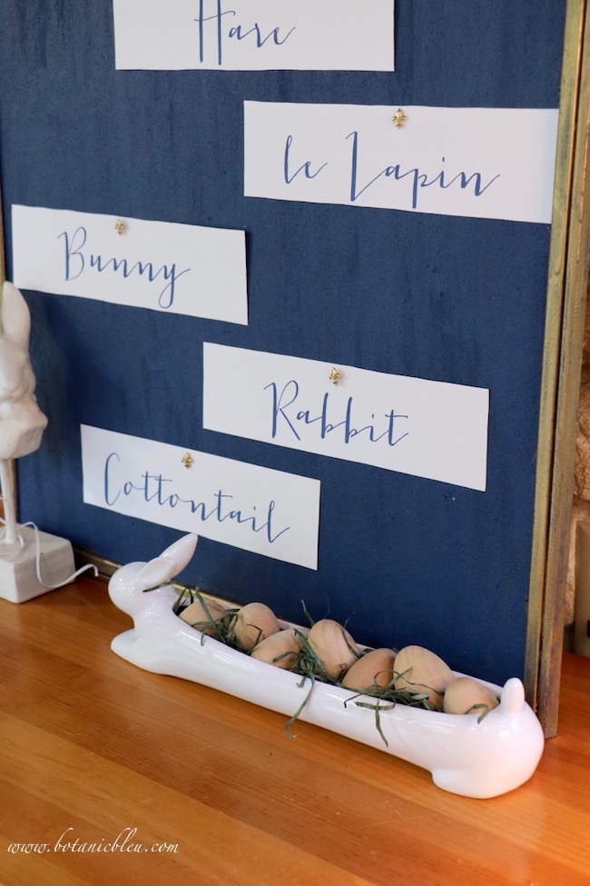 A navy and white Bulletin Board Inspiration post suggests how to create blue and white labels