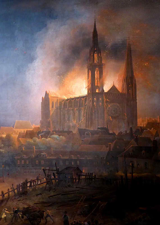 Detalhe de: Incêndio da catedral de Chartres. No século XII. François Alexandre Pernot (1793-1865). Musée des Beaux-Arts de Chartres