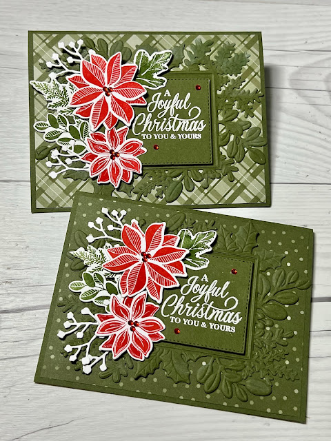 Holiday card with Poinsettias using Stampin' Up! Merriest Momement Stamp Set