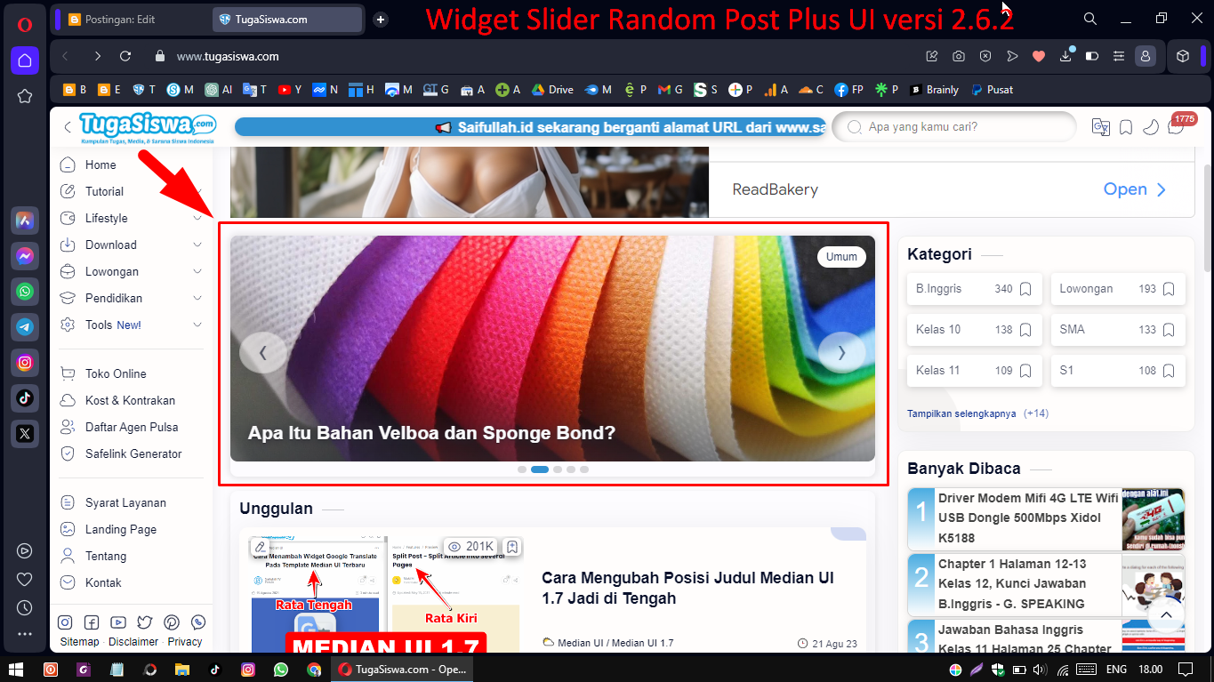 Cara Pasang Widget Slider Random Post Template Plus UI 2.6.2