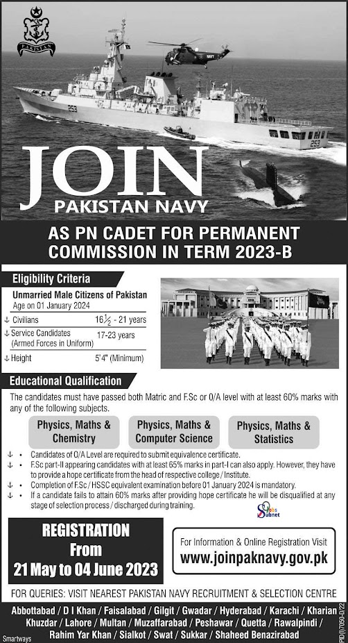 Join Pakistan Navy Jobs 2023 Online Registration