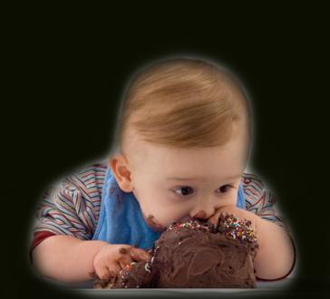 cute babies eating chocolatesphoto