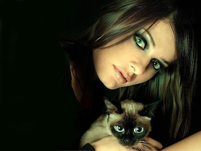 sun in 8th house, dark girl with green eyes and cat