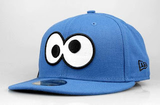 Sesame street big face cookie monster indigo fitted hat