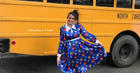 This is the perfect Ms. Frizzle costume to wear for book character day or special events at school.  I definitely channel my inner Frizz from the Magic School Bus when I am wearing this.  My kindergarten kids love this dress!