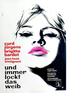 UND IMMER LOCKT DAS WEIB. Cartel: 59 x 84 cms. Alemania. Arte de Lutz Peltzer. Y DIOS CREÓ LA MUJER. Et Dieu créa la femme. 1956. Francia, Italia. Dirección: Roger Vadim. Reparto: Brigitte Bardot, Curd Jürgens, Jean-Louis Trintignant, Christian Marquand, Georges Poujouly, Jane Marken, Jean Tissier, Isabelle Corey, Jean Lefebvre.