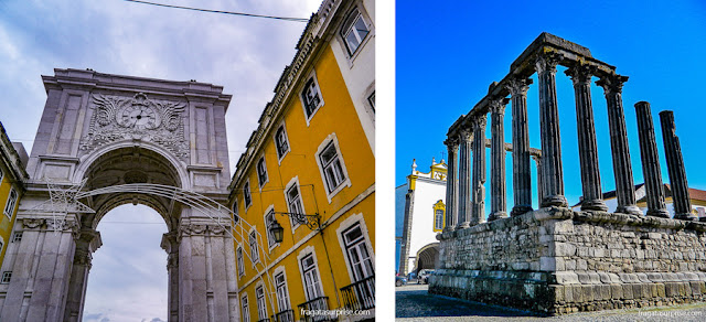 Portugal, Arco da Augusta, em Lisboa, e Templo de Diana, em Évora