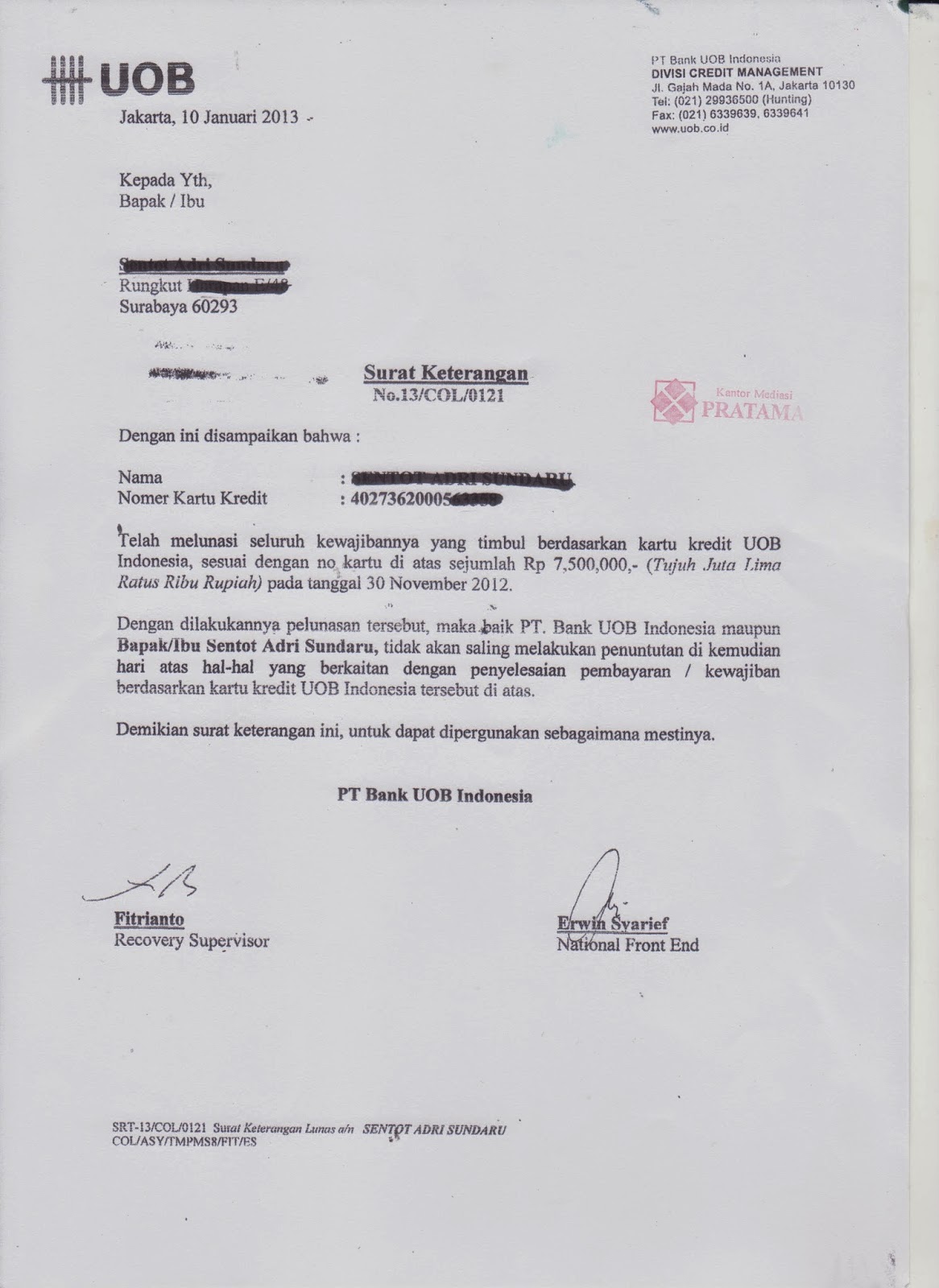 BUKTI SURAT LUNAS KLIEN MEDIASI PRATAMA  Mediasi Pratama 