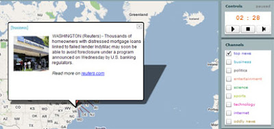 screenshot of the breaking news map