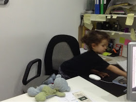 toddler in the photographer's office 