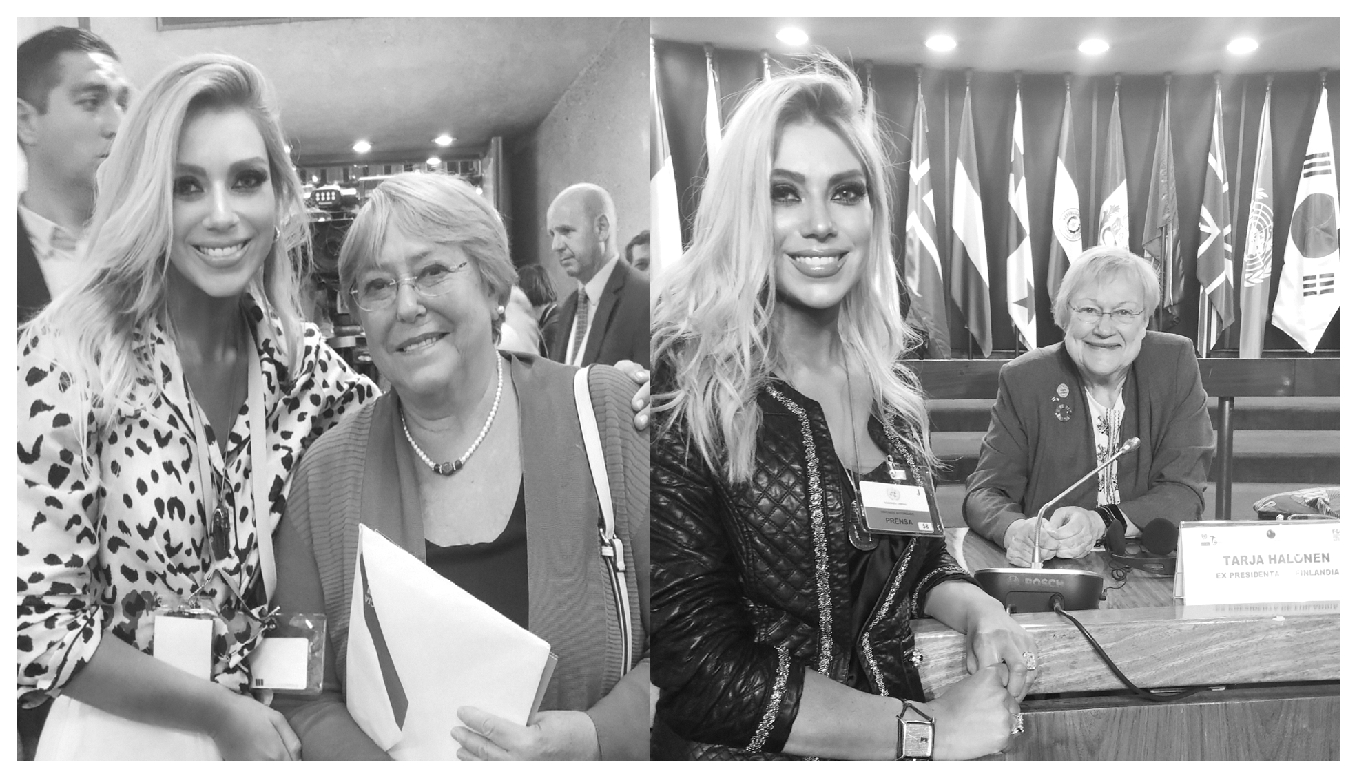 Andrea González-Villablanca · Periodista Fundadora Mujer MRKH · Ninfas de Rokitansky®  junto a Michelle Bachelet ex Presidenta de Chile y Tarja Halonen ex Presidenta de Finlandia