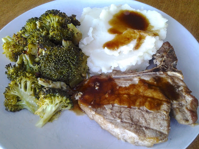 pork chop broccoli mashed potatoes