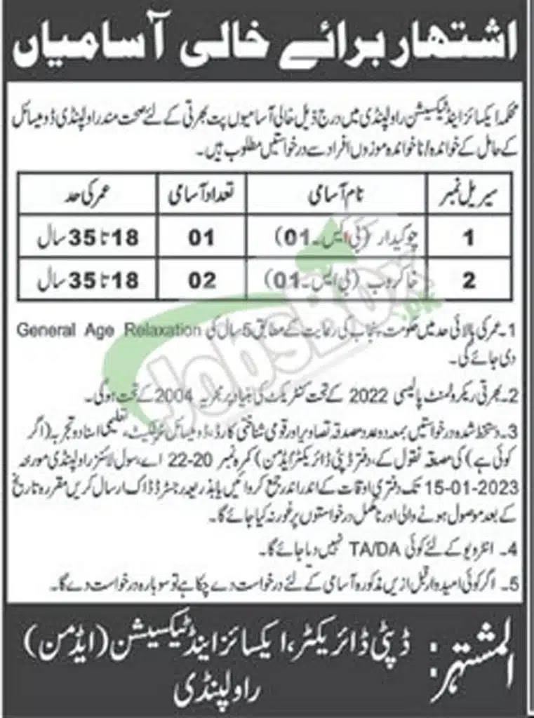 Excise and Taxation Department Jobs 2023