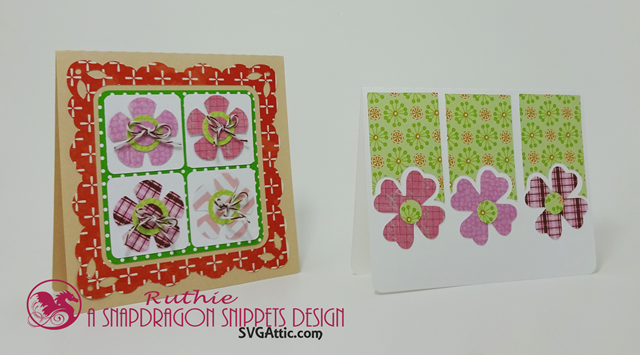 SnaoDragon snippets, flowers quartet card, Posies trio card, Ruthie Lopez