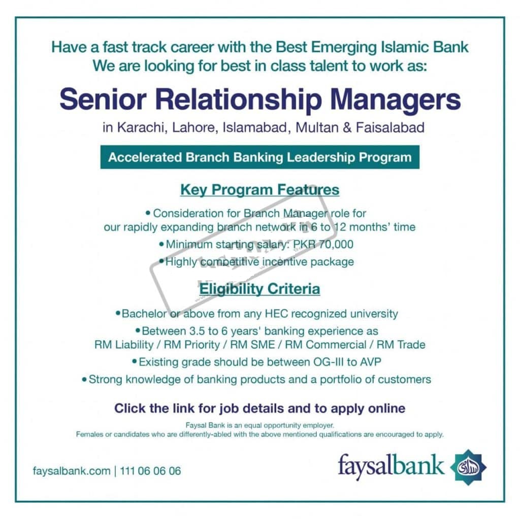 Faysal Bank Careers 2022 Advertisement